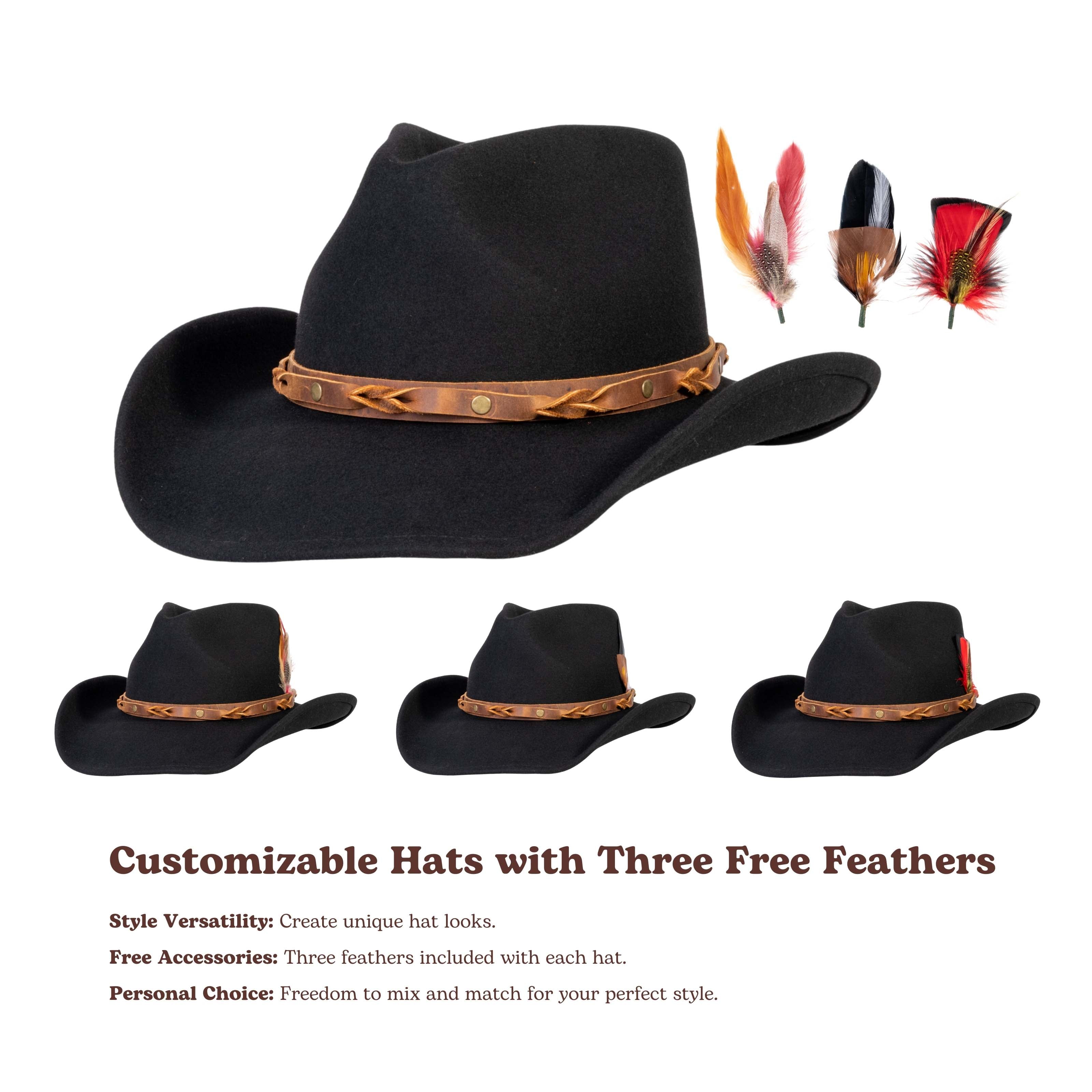 Rustler Black Felt Cowboy Hat
