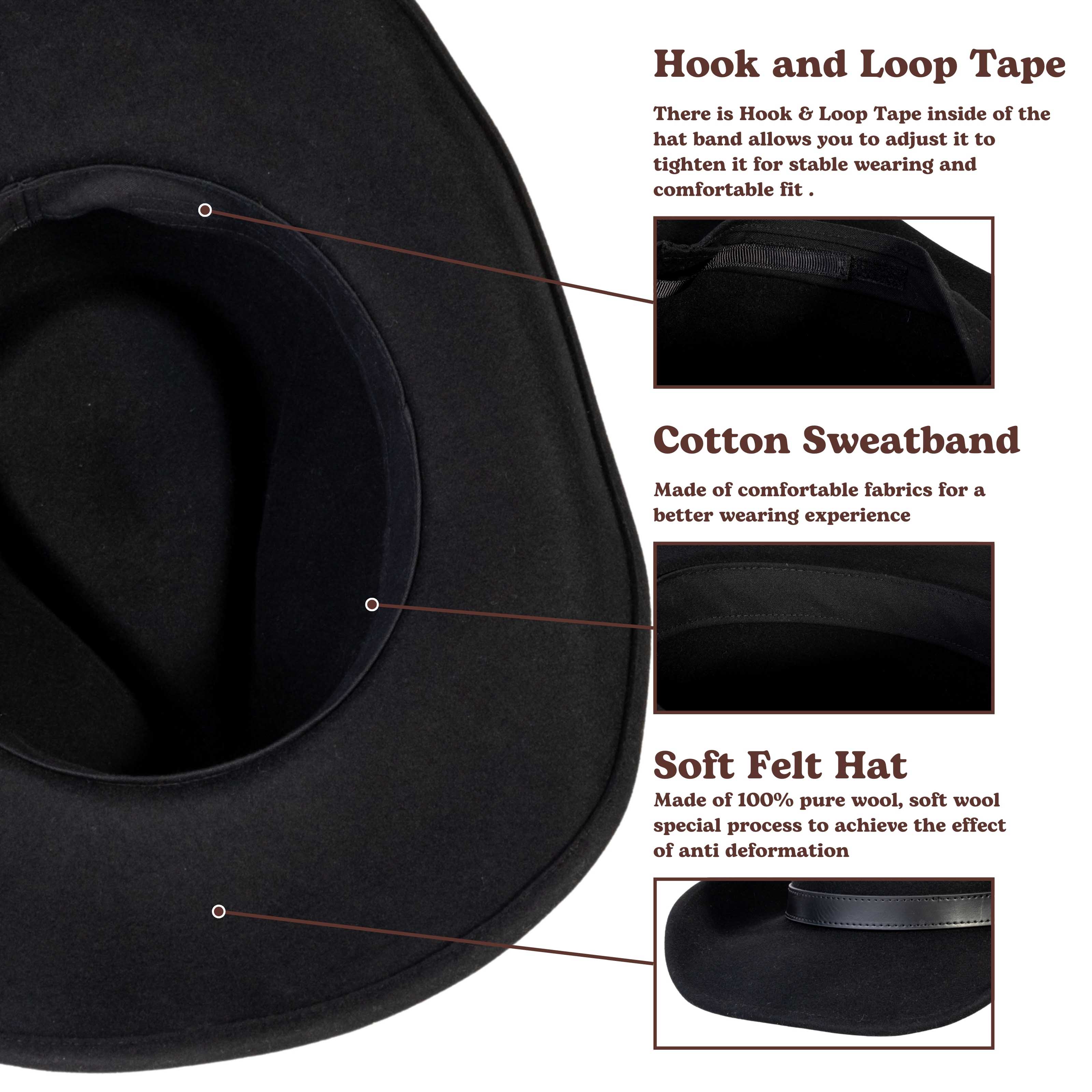 Silver Buckle Black Felt Cowboy Hat