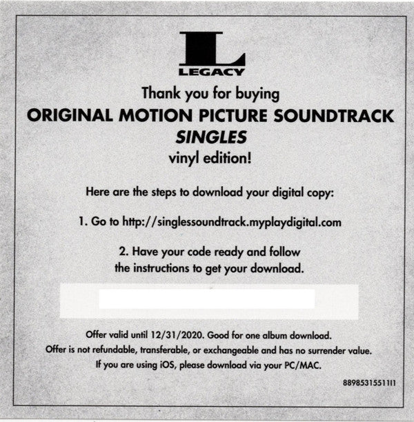 Singles - Original Motion Picture Soundtrack (VINYL) |