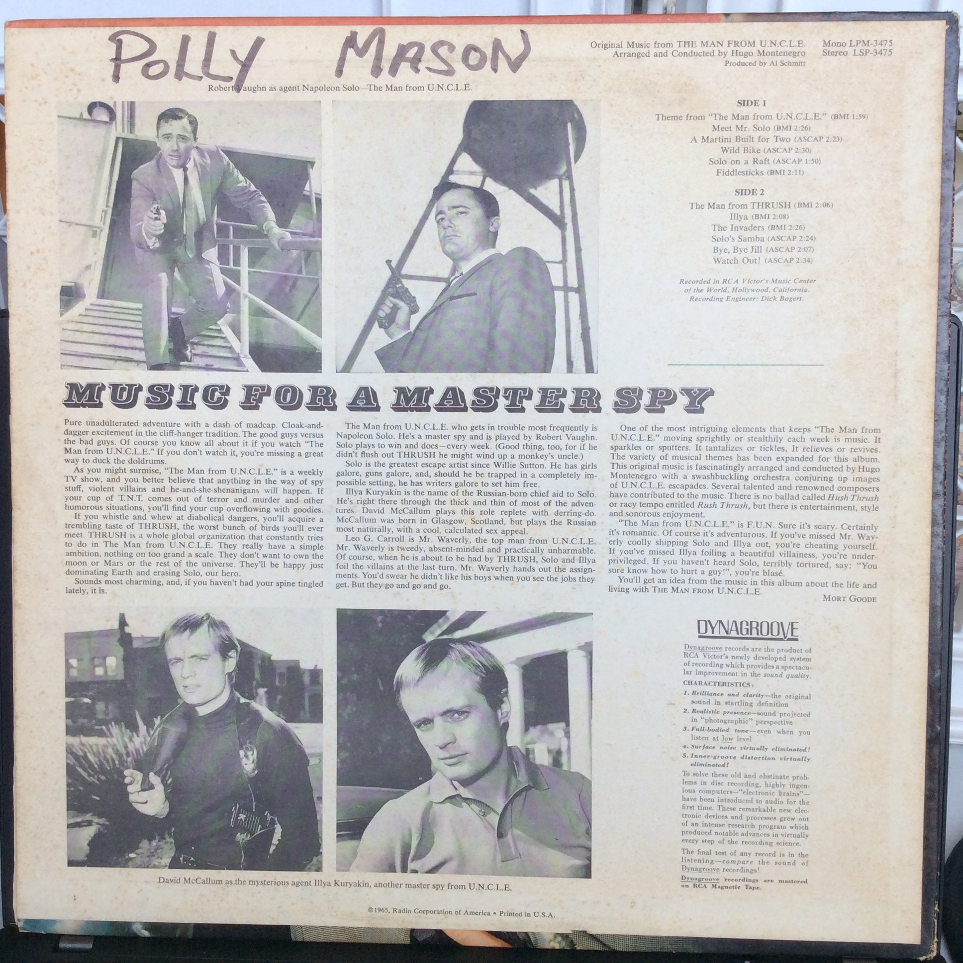 Original Music From The Man From U.N.C.L.E. (VINYL) | Excellent (EX) Very Good Plus (VG+)