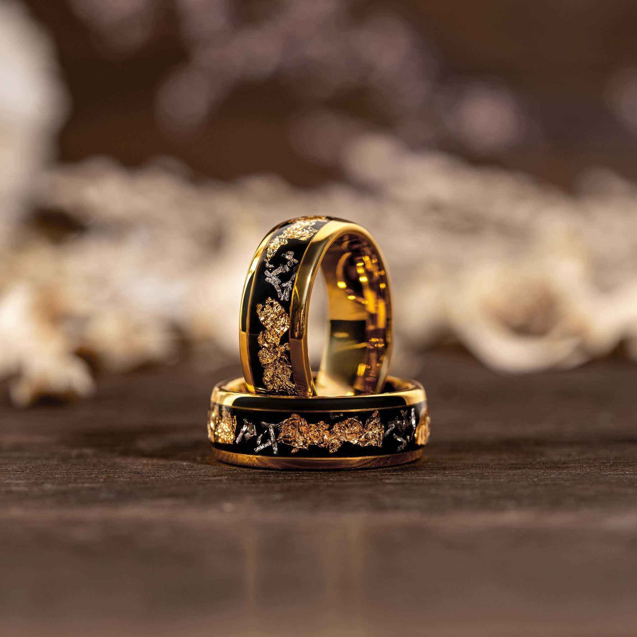 Meteorite x 22K Gold Leaf Tungsten Carbide Ring