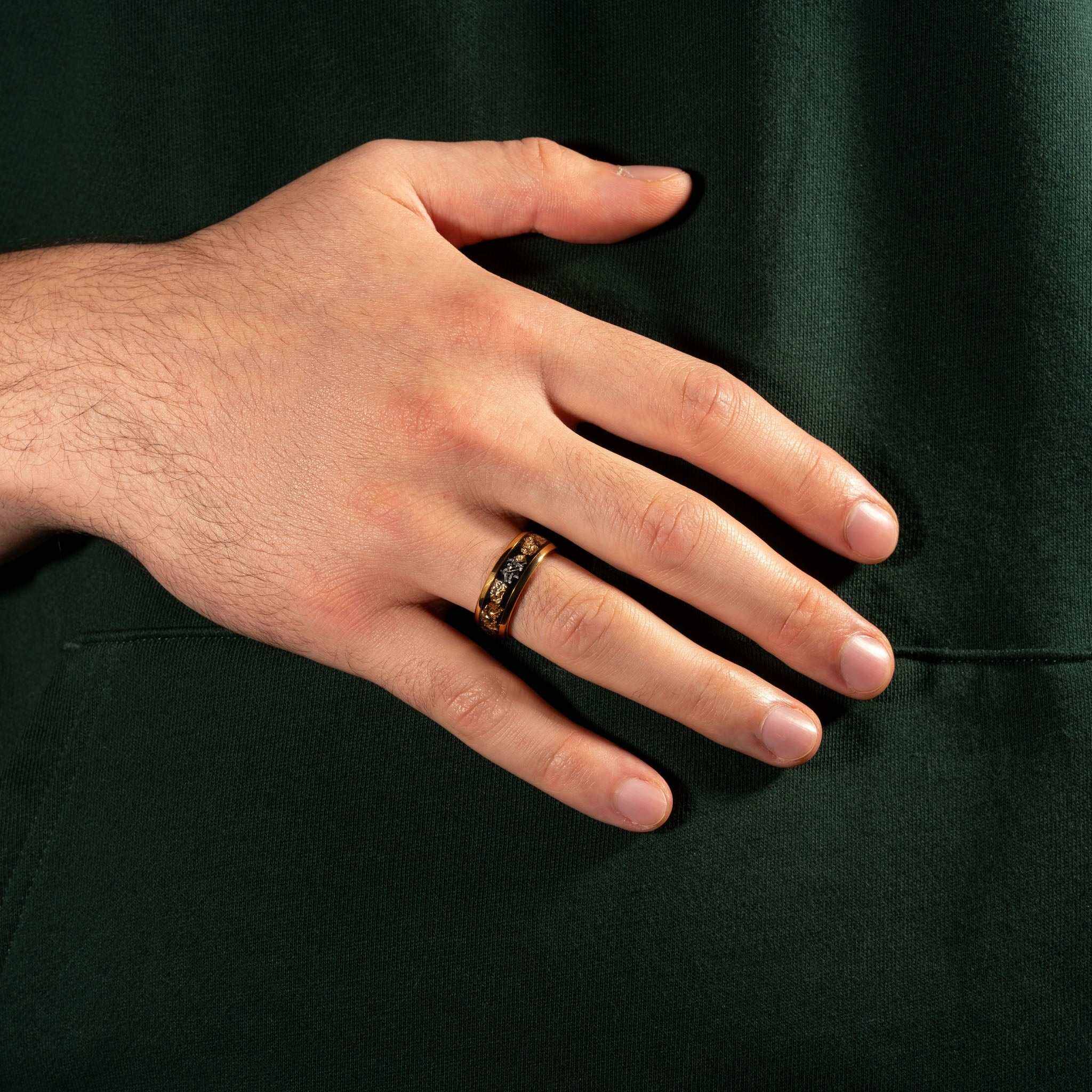 Meteorite x 22K Gold Leaf Tungsten Carbide Ring