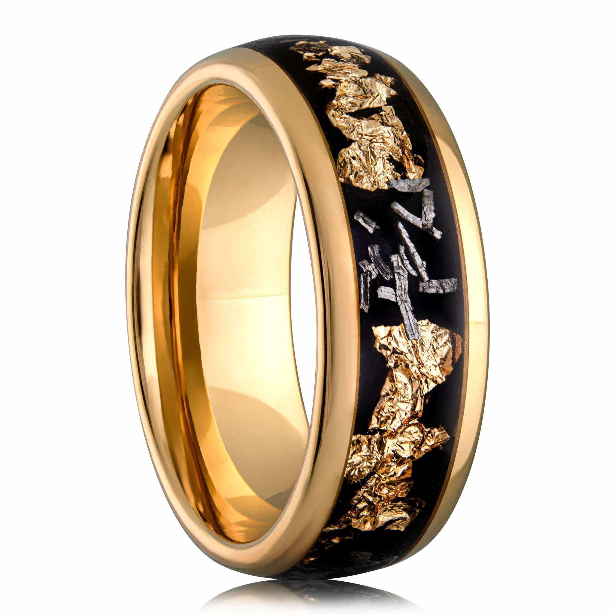 Meteorite x 22K Gold Leaf Tungsten Carbide Ring