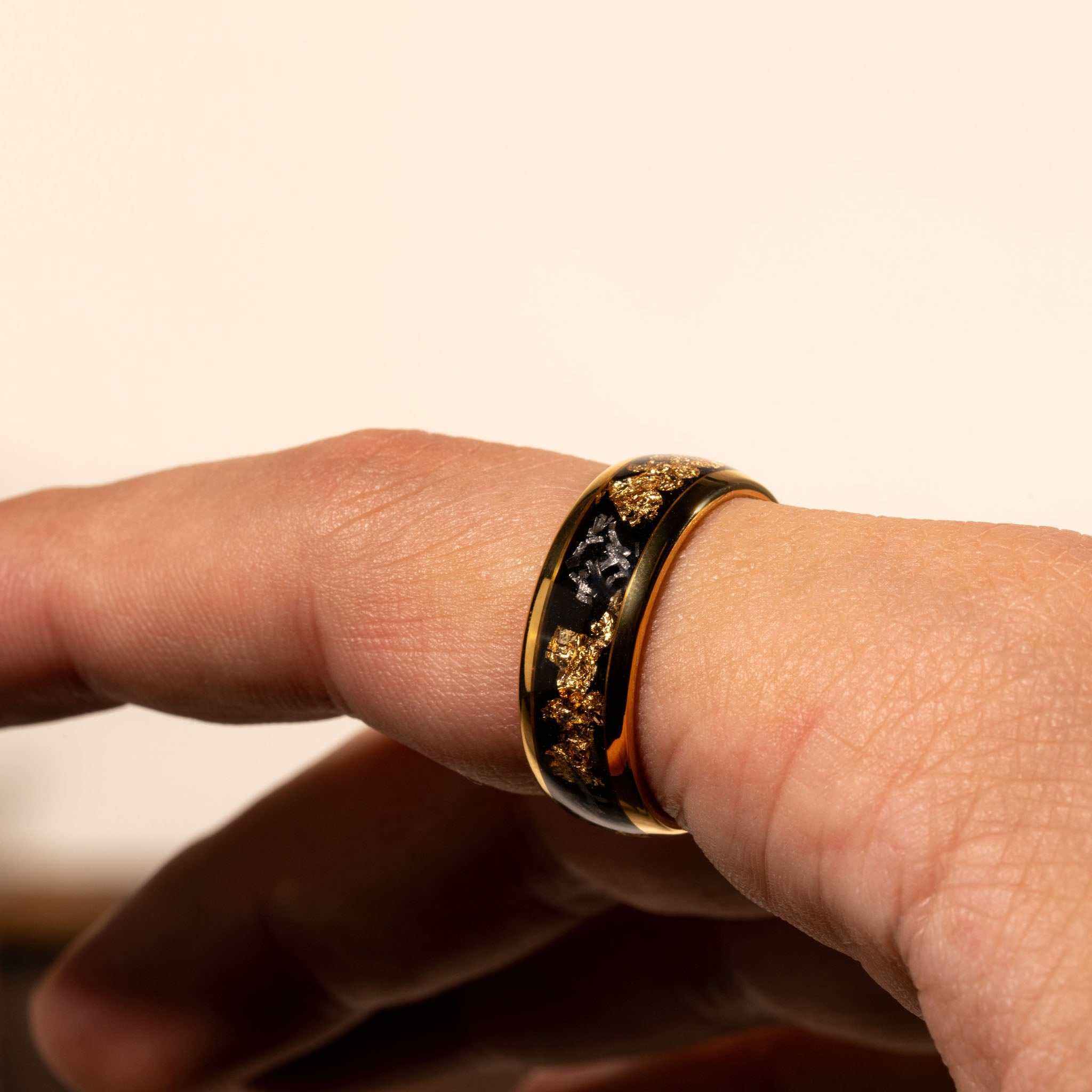 Meteorite x 22K Gold Leaf Tungsten Carbide Ring
