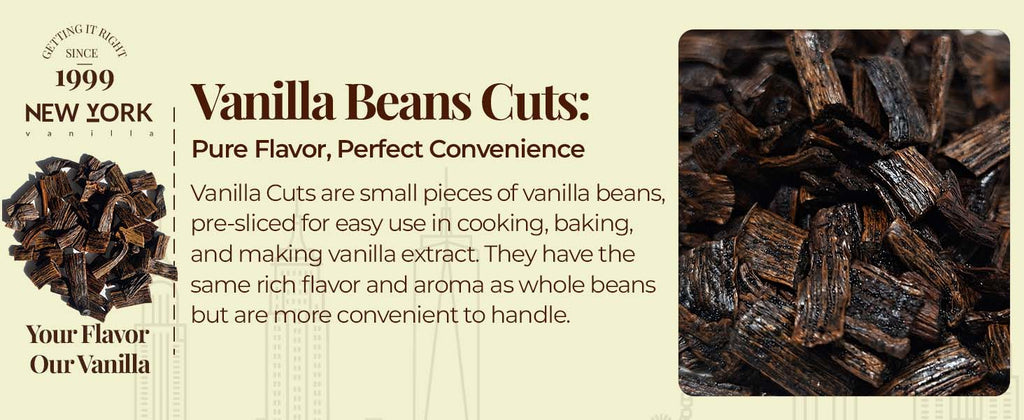 Premium Vanilla  Cuts - 1 lb. From Whole Vanilla Beans Grade B | Cut and Sorted for Easy Use