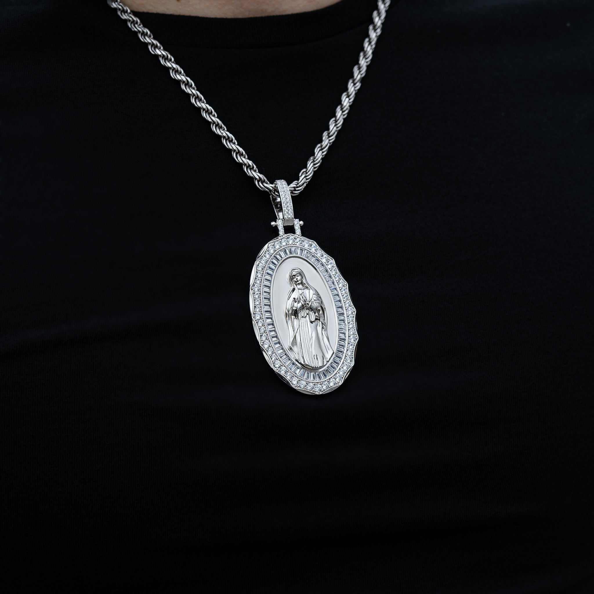 Virgin Mary Pendant 925 Sterling Silver